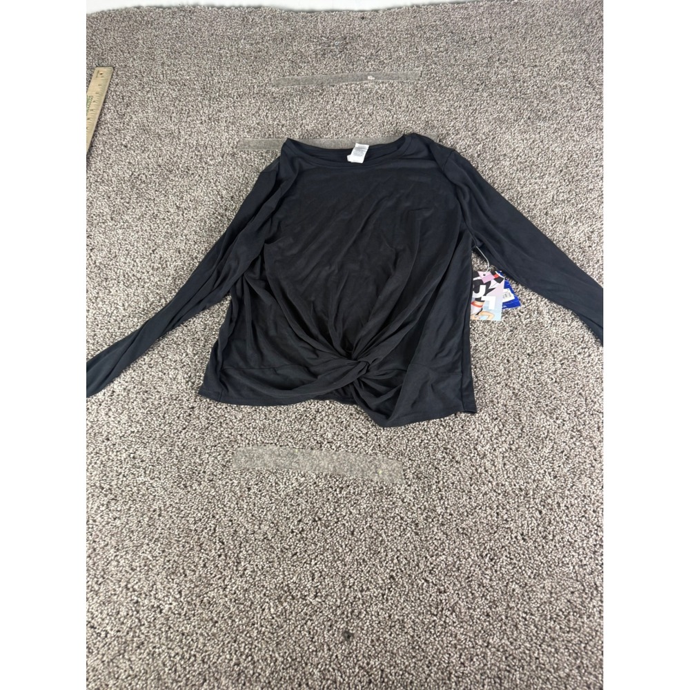 JoyLab Womens Black Twist Front Long Sleeve Activewear Top Large NWT